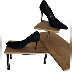 Stuart Weitzman Elegant Pinot Evening Black‎ Stiletto Heels In Fabric